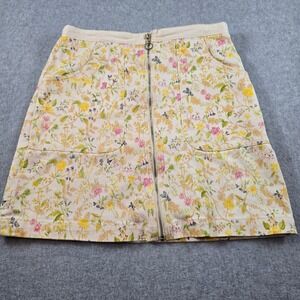 Cynthia Steffe Womens Floral Mini Skirt Zip Front Cotton Blend Cream Size 4